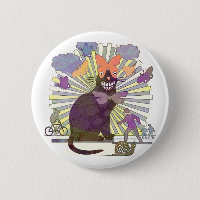 Bóton Redondo 5.08cm Olhos obtidos da borboleta do gatinho (Frente)