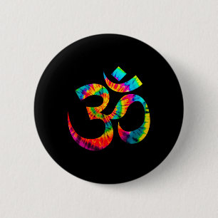Bóton Redondo 5.08cm Om Yoga Aum Ohm Hindu Espiritual Meditação Tie Dye