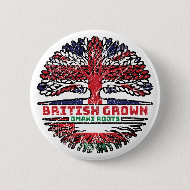 Bóton Redondo 5.08cm Oman Omani British Tree Roots Flag (Frente)