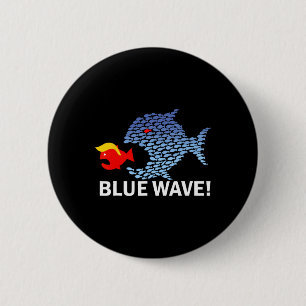 Bóton Redondo 5.08cm Onda Azul 2024 Peixes Engraçados Comem Pequeno Tru