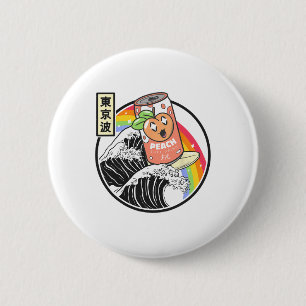 Bóton Redondo 5.08cm Onda de Kanagawa de Surfismo de Refrigerante de Pê