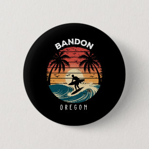 Bóton Redondo 5.08cm Ondas de prancha de surf na praia de Oregon