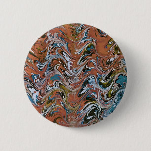 Bóton Redondo 5.08cm Ondas em Abstrato de Arte Vermelha e Azul em Acrír