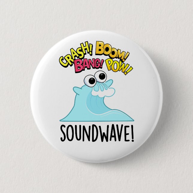 Bóton Redondo 5.08cm Ondas Sólidas, Funny Ocean Pun (Frente)