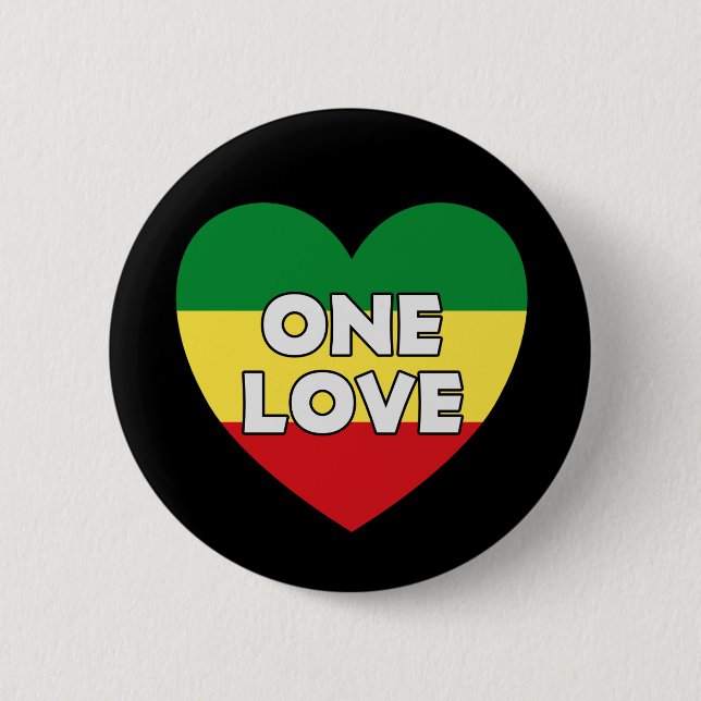 Bóton Redondo 5.08cm One Love Rasta Reggae (Frente)