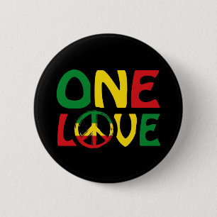 Bóton Redondo 5.08cm One Love, Reggae design