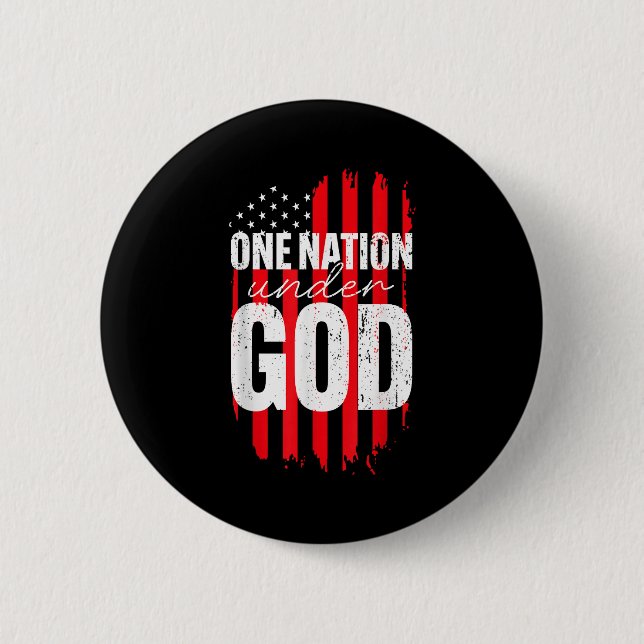 Bóton Redondo 5.08cm One Nation Under God American Flag Christian Jesus (Frente)