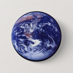 Bóton Redondo 5.08cm Opinião de Apollo 17 da terra no espaço