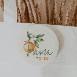 Bóton Redondo 5.08cm Orange Citrus Little Cutie Baby Shower Mama To Be<br><div class="desc">Introducing our orange citrus little cutie baby shower mama to be button, perfect for a fun, gender-neutral celebration! This zesty design features a delightful citrus orange clementine fruit theme, brought to life with a simple boho-inspired watercolor style. It is ideal for welcoming a little boy or girl in a joyful...</div>