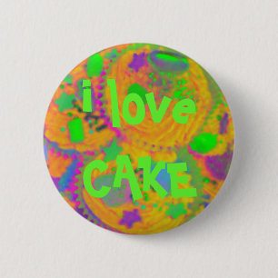 Bóton Redondo 5.08cm Orange Cupcakes 'i love CAKE' button badge