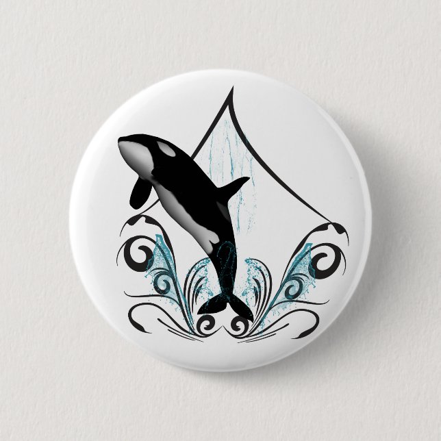 Bóton Redondo 5.08cm Orca engraçada (Frente)