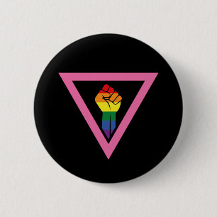 Bóton Redondo 5.08cm Orgulho gay - punho aumentado no triângulo