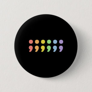 Bóton Redondo 5.08cm Orgulho Mental Semicolon Lgbtqia+ Lgbt Pastel