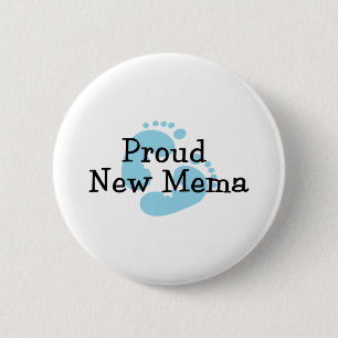 Bóton Redondo 5.08cm Orgulhosas Novas Pegadas de Bebê Menino Mema