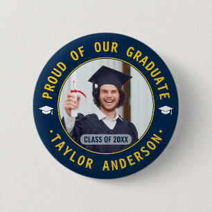 Bóton Redondo 5.08cm Orgulhoso de Nosso Graduado Foto Personalizada de