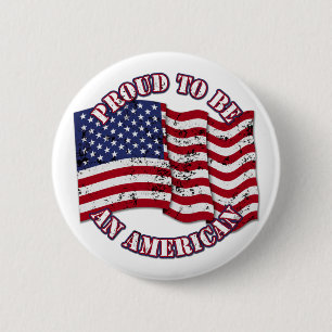 Bóton Redondo 5.08cm Orgulhoso De Ser Um Americano Com A Bandeira Dos E