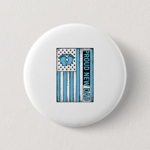 Bóton Redondo 5.08cm Orgulhoso Novo Pai Bebê Pés Bandeira Vetor Design_