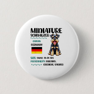 Bóton Redondo 5.08cm Origem do Schnauzer Miniatura Engraçado Amante do 