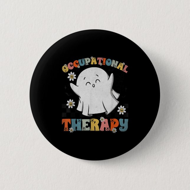 Bóton Redondo 5.08cm Ot Occupational Therapy Halloween Retro Ghost Ot H (Frente)