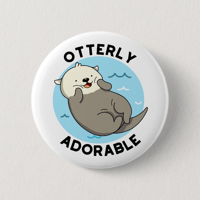 Bóton Redondo 5.08cm Otterly Adorable Funny Floating Otter Pun (Frente)