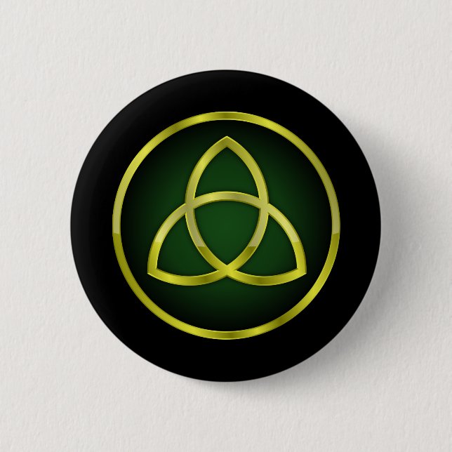 Bóton Redondo 5.08cm ouro e triquetra verde (Frente)