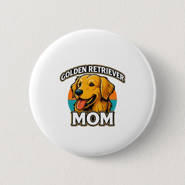 Bóton Redondo 5.08cm Ouro Retriever Mãe � Cão Cachorro Design (Frente)