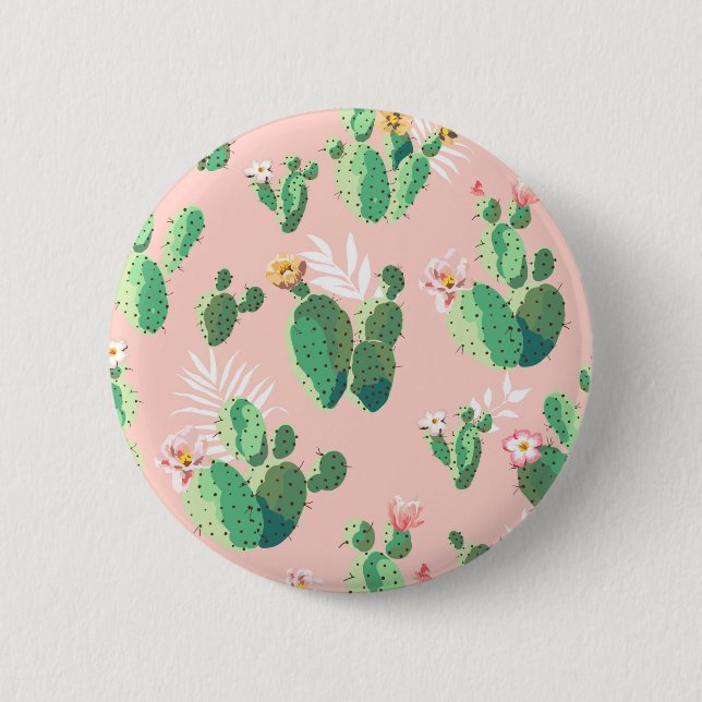 Bóton Redondo 5.08cm Outra Linda Flores de Cactus (Frente)