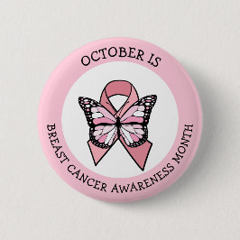 Bóton Redondo 5.08cm Outubro é Botão Mês de consciência do câncer de ma