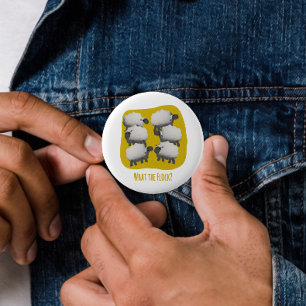 Bóton Redondo 5.08cm Ovelha Engraçada “O que o Rebanho?”
