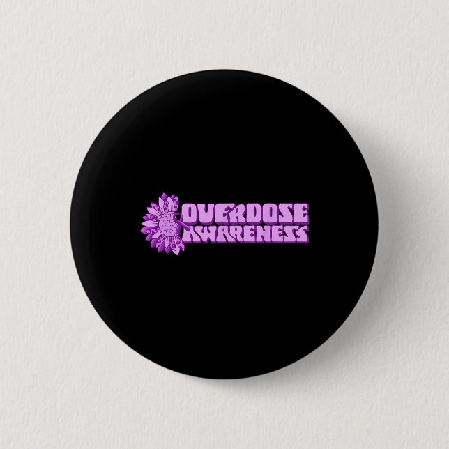 Bóton Redondo 5.08cm Overdose Awareness Purple Ribbon Drug Addiction 32 (Frente)