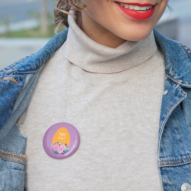 Bóton Redondo 5.08cm ovo floral a aquarela do felz pascoa (Criador carregado)