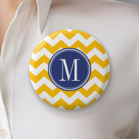 Padrão Chevron Amarelo e Azul com Monograma
