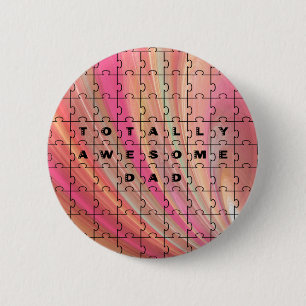 Bóton Redondo 5.08cm Padrão Cor de Texto Rosa/Castanho do Quebra-cabeça