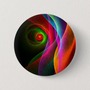 Bóton Redondo 5.08cm Padrão de Abstrato de Arte Vermelho Verde Laranja