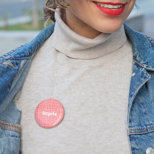 Bóton Redondo 5.08cm Padrão de Abstrato de Grade Retroativa Personalizá (Criador carregado)