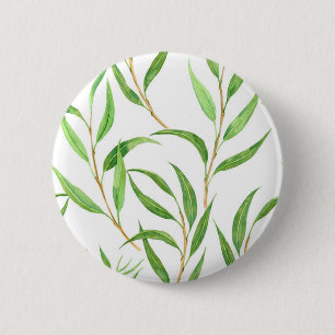 Bóton Redondo 5.08cm Padrão de aquarela Eucalyptus em branco