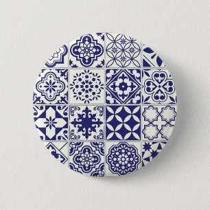 Bóton Redondo 5.08cm Padrão de azulejos cerâmicos