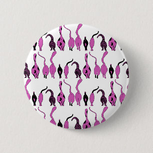 Bóton Redondo 5.08cm Padrão de Bumbuns de Gato Roxo