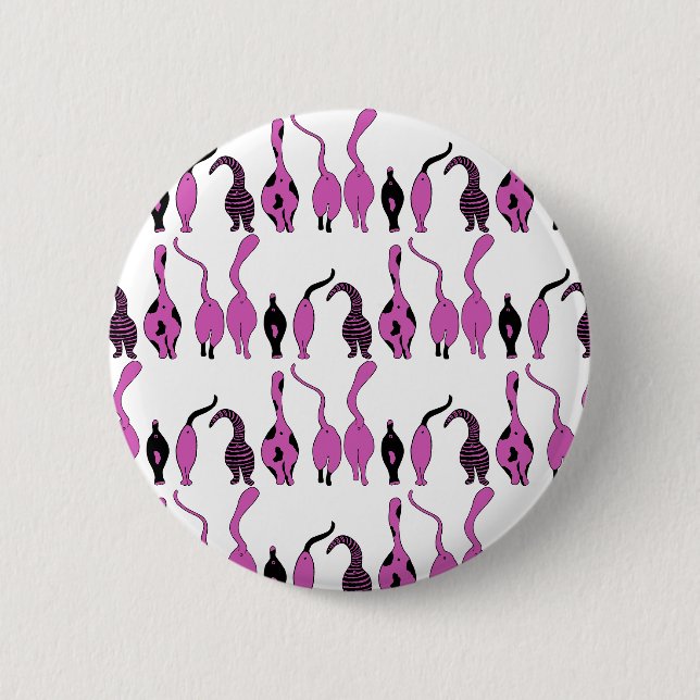 Bóton Redondo 5.08cm Padrão de Bumbuns de Gato Roxo (Frente)