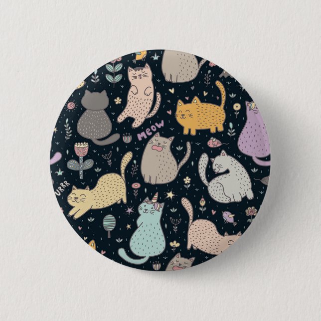 Bóton Redondo 5.08cm Padrão de Cat (Frente)