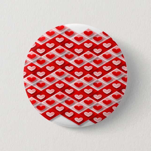 Bóton Redondo 5.08cm Padrão de Coração de Amor (Frente)