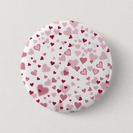 Bóton Redondo 5.08cm Padrão de Corações Encantadores Rosa