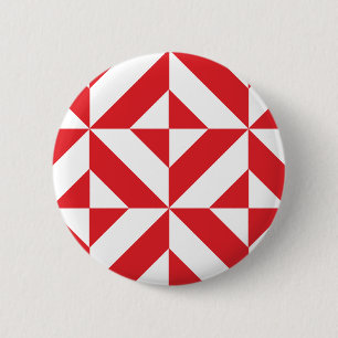 Bóton Redondo 5.08cm Padrão de Cubo de Deco Geométrico Cerery Red