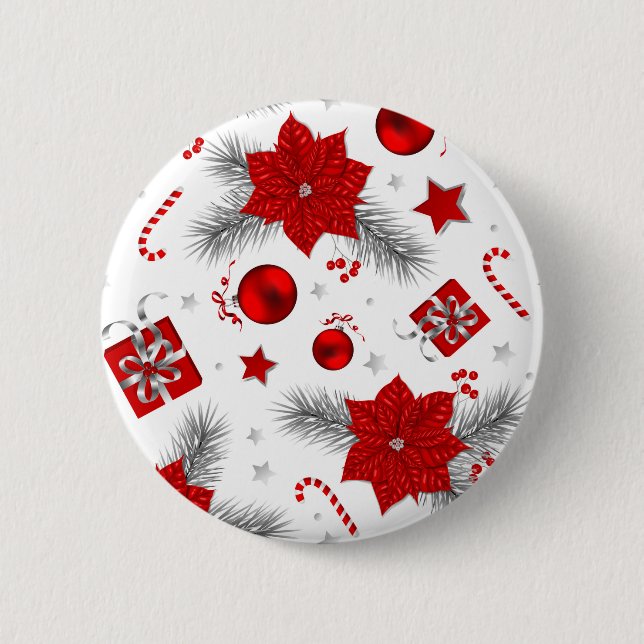 Bóton Redondo 5.08cm Padrão de decoração de Natal (Frente)