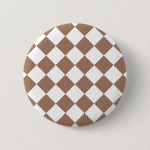 Bóton Redondo 5.08cm Padrão de Diamante em Branco e Mocha Mousse