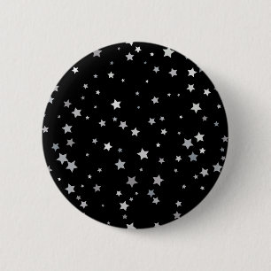 Bóton Redondo 5.08cm Padrão de Estrelas Prateadas Cujas Qualquer cor