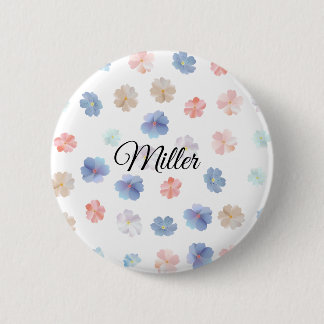 Bóton Redondo 5.08cm Padrão de Flores Silvestres em Pastel Suave