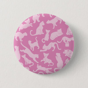 Bóton Redondo 5.08cm Padrão de Gato Rosa