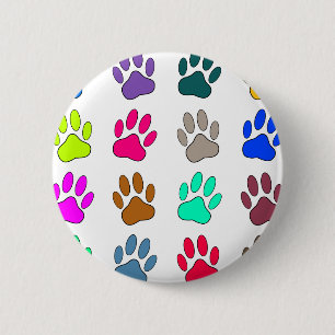 Bóton Redondo 5.08cm Padrão de Impressão da Pata de Cachorro Multicol