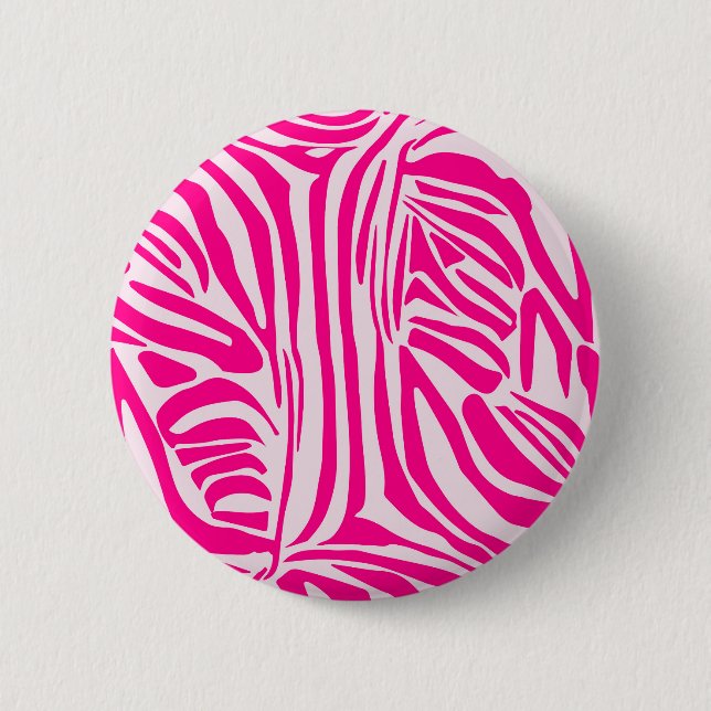 Bóton Redondo 5.08cm Padrão de Impressão de Zebra Rosa (Frente)